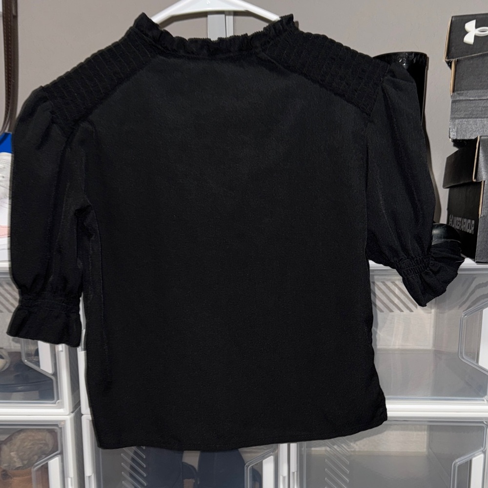 French Connection Black Smocked Blouse - Picture 6 of 6